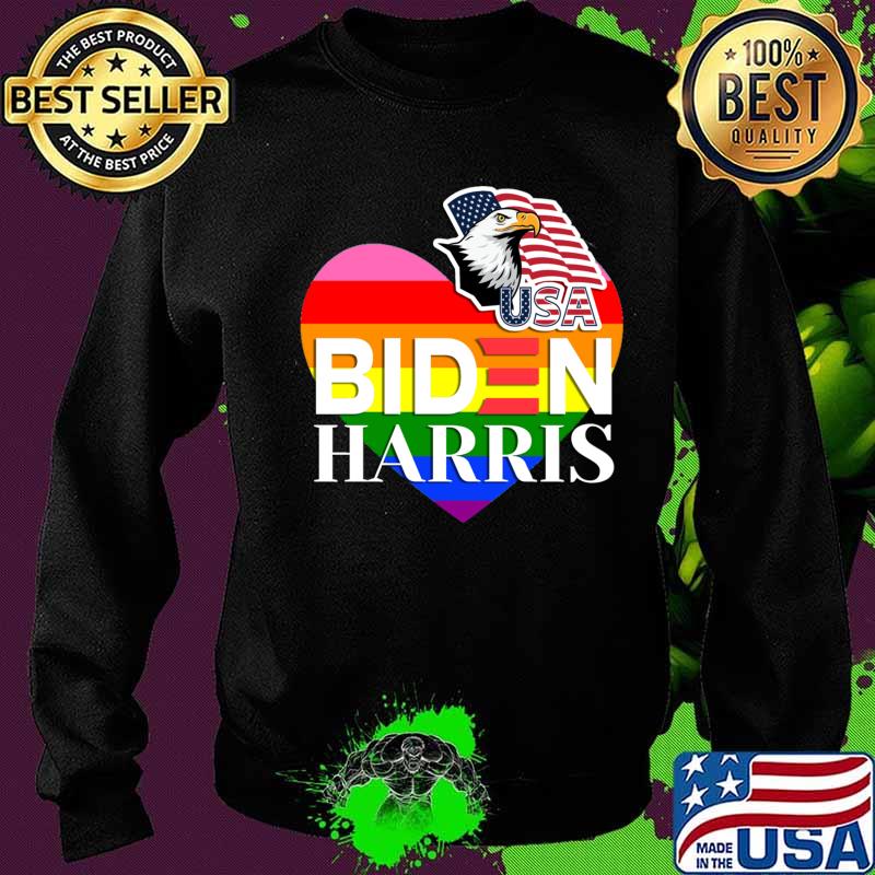 Usa Biden Harris Eagle LGBT Heart American Flag Shirt Sweater Usa Biden Harris Eagle LGBT Heart American Flag Shirt Sweater