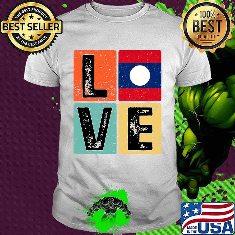 Vintage retro i love laos flag for laotian pride shirt