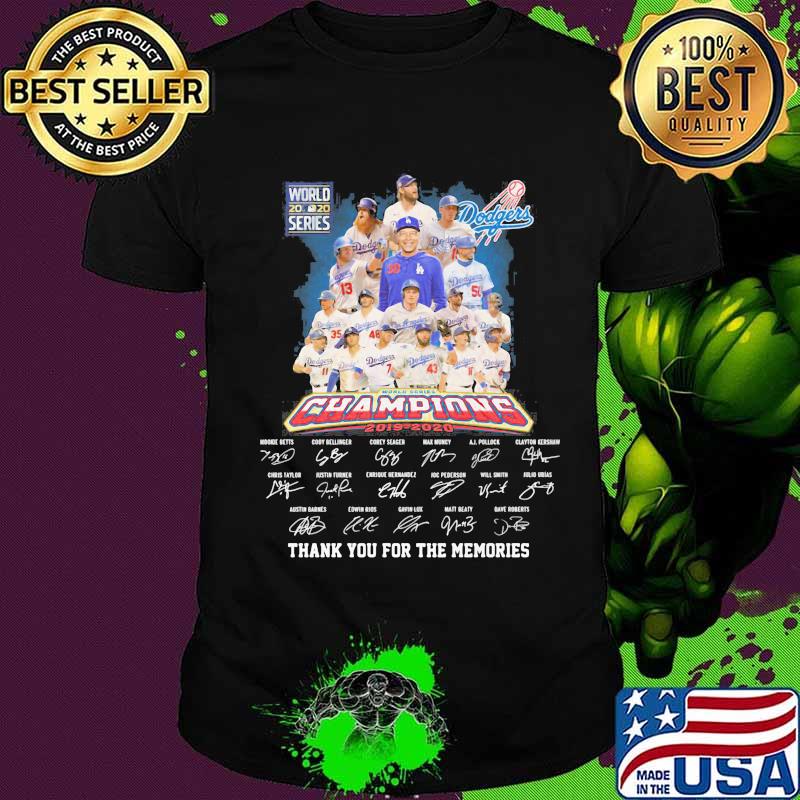 World 2020 series dodgers champions 2019-2020 thank you for the memories signatures shirt