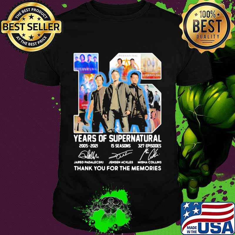 16 years of Supernatural 2005-2021 thank you for the memories signature shirt