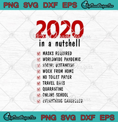 2020 In A Nutshell Masks Required Worldwide Pandemic Social Distancing SVG PNG EPS DXF Cricut File Silhouette Art
