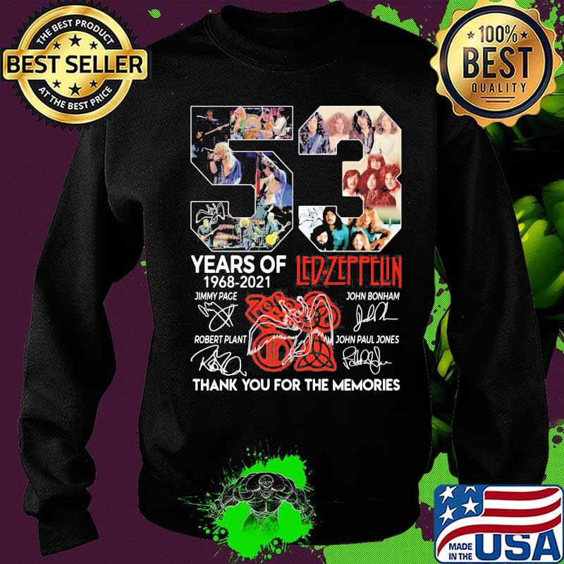 53 Years Of Led Zeppflin 1968 2021 Thank You For The Memories Signuature Shirt Sweater 53 Years Of Led Zeppflin 1968 2021 Thank You For The Memories Signuature Shirt Sweater