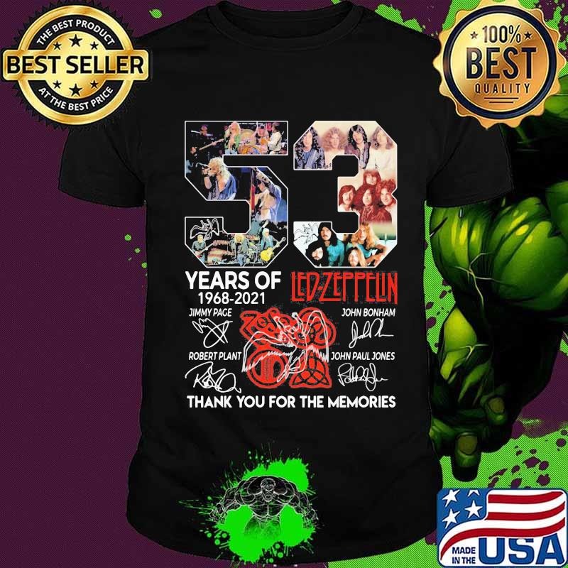 53 Years Of Led Zeppflin 1968 2021 Thank You For The Memories Signuature Shirt