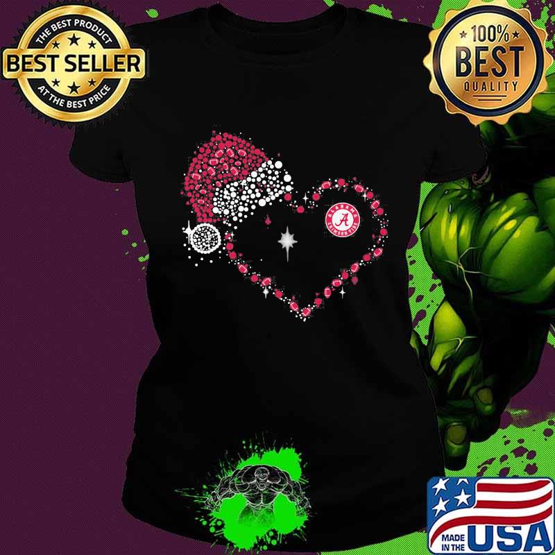 Alabama Crimson Tide Football Heart Snoopy Wear Santa Hat Christmas Shirt Ladies tee Alabama Crimson Tide Football Heart Snoopy Wear Santa Hat Christmas Shirt Ladies tee