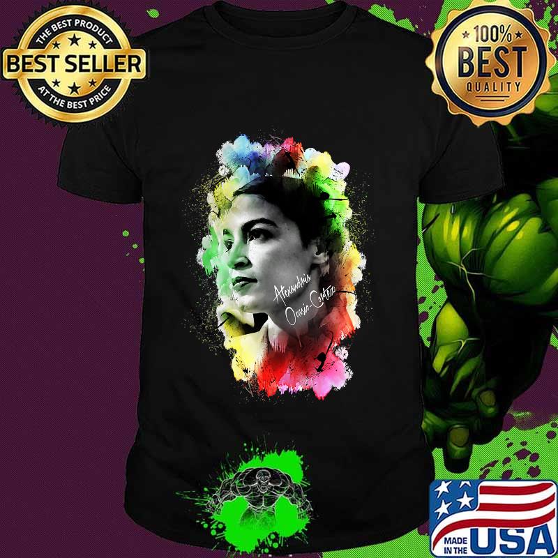 Alexandria Ocasio-Cortez Watercolor Painting Art Shirt