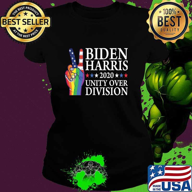 Biden Harris 2020 Unity Over Division American Flag Lgbt Shirt Ladies tee Biden Harris 2020 Unity Over Division American Flag Lgbt Shirt Ladies tee