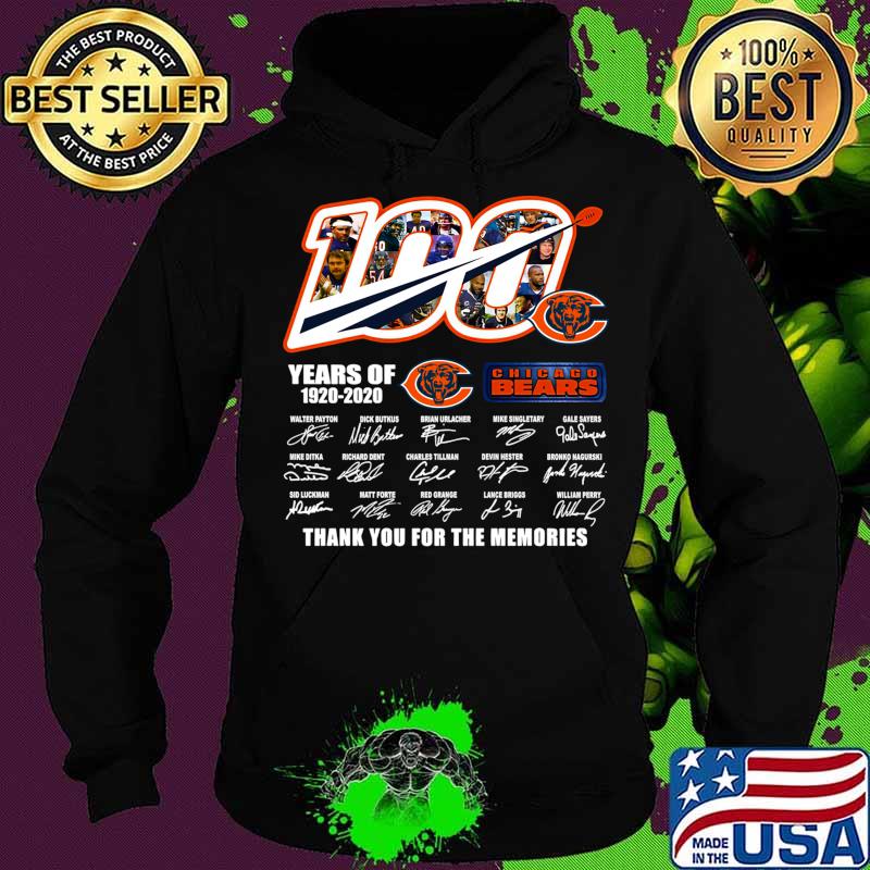 Chicago Bears The Bears 100 Years Of 1920 2020 Thank You For The Memories Shirt Hoodie Chicago Bears The Bears 100 Years Of 1920 2020 Thank You For The Memories Shirt Hoodie
