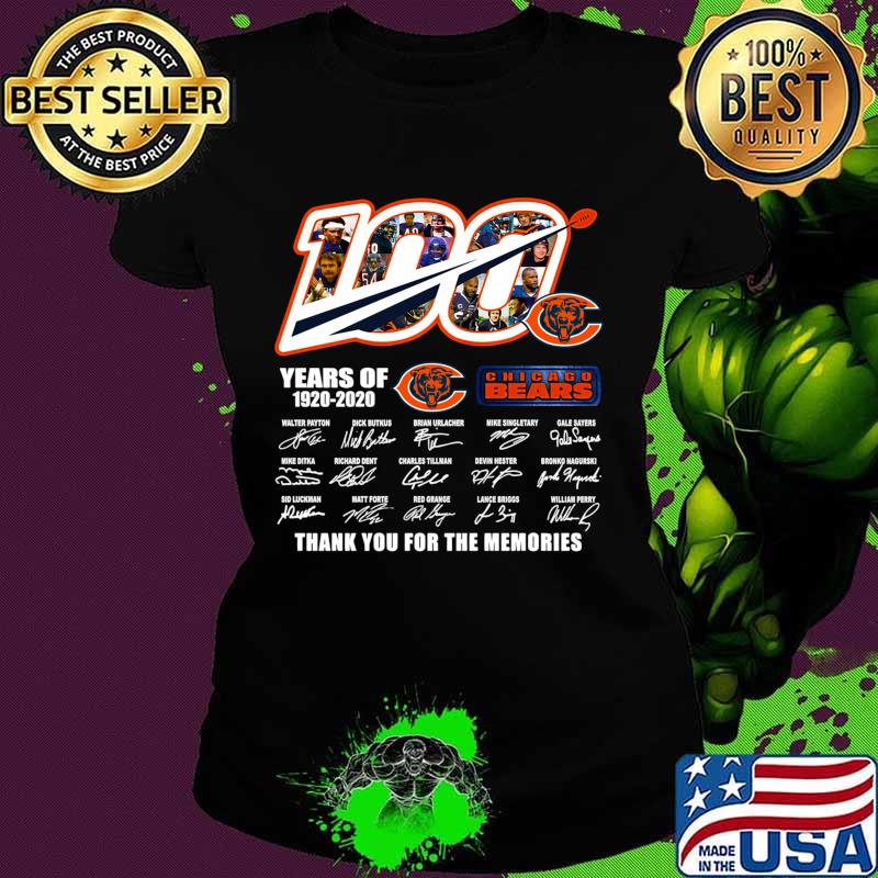 Chicago Bears The Bears 100 Years Of 1920 2020 Thank You For The Memories Shirt Ladies tee Chicago Bears The Bears 100 Years Of 1920 2020 Thank You For The Memories Shirt Ladies tee