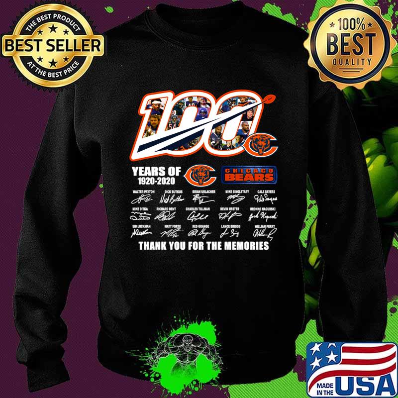 Chicago Bears The Bears 100 Years Of 1920 2020 Thank You For The Memories Shirt Sweater Chicago Bears The Bears 100 Years Of 1920 2020 Thank You For The Memories Shirt Sweater