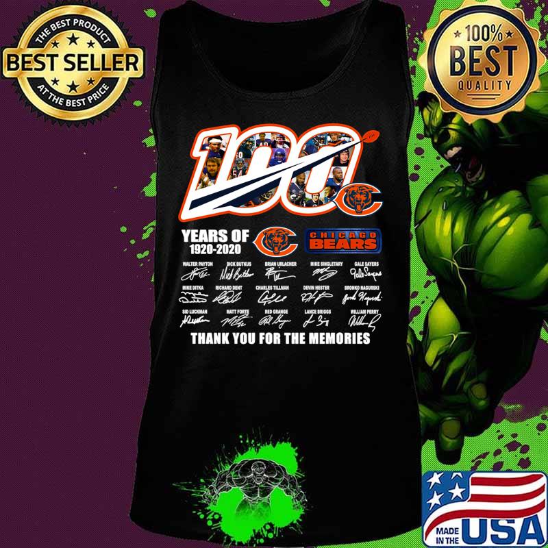 Chicago Bears The Bears 100 Years Of 1920 2020 Thank You For The Memories Shirt Tank top Chicago Bears The Bears 100 Years Of 1920 2020 Thank You For The Memories Shirt Tank top