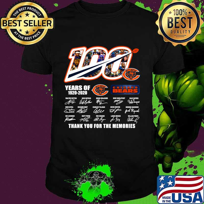 Chicago Bears The Bears 100 Years Of 1920 2020 Thank You For The Memories Shirt