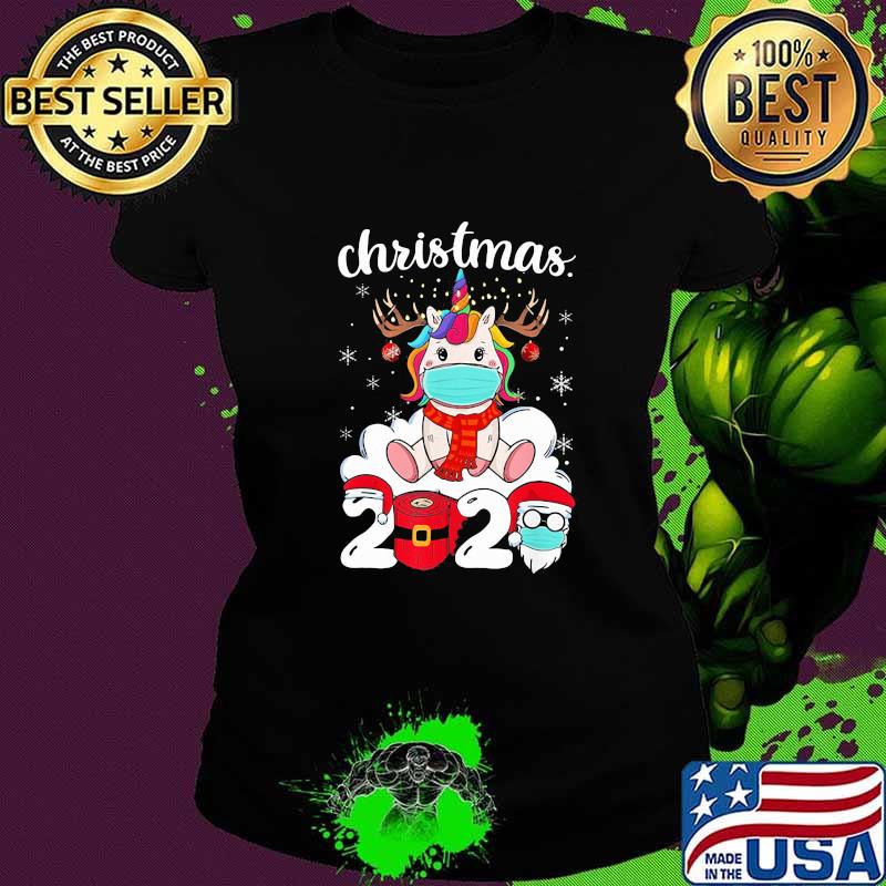 Christmas 2020 Santa Unicorn Reindeer Wear Mask Shirt Ladies tee Christmas 2020 Santa Unicorn Reindeer Wear Mask Shirt Ladies tee