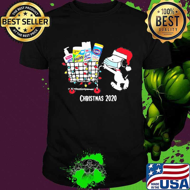 Christmas 2020 Snoopy Wear Hat Santa Mask Go To Shopping Christmas Shirt