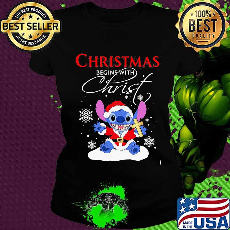 Christmas Begins With Christ Cross Fondos De Pantalla De Navidad Del Stich Shirt Ladies tee Christmas Begins With Christ Cross Fondos De Pantalla De Navidad Del Stich Shirt Ladies tee
