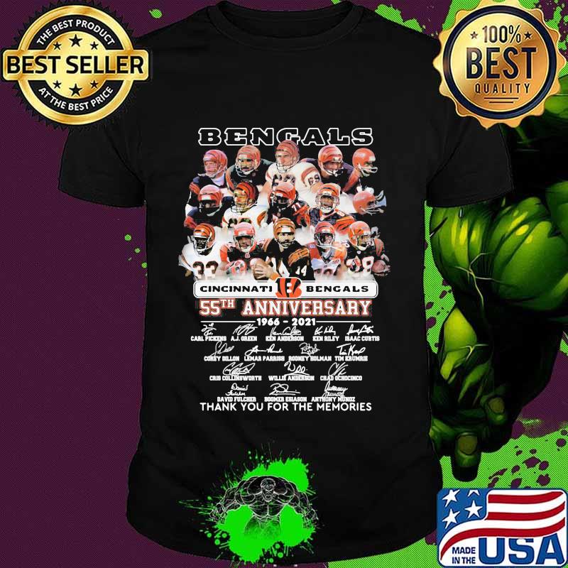Cincinati Bengals 55th Anniversary 1966 2021 Thank You For The Memories Signature Shirt