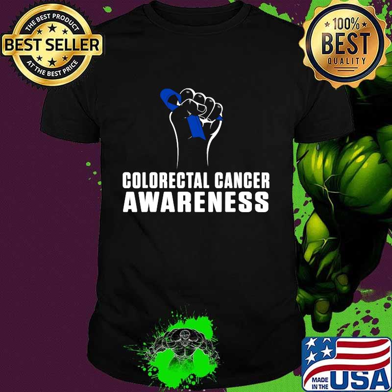 Colorectal Cancer Survivor Awereness Hand Blue Ribbon Shirt