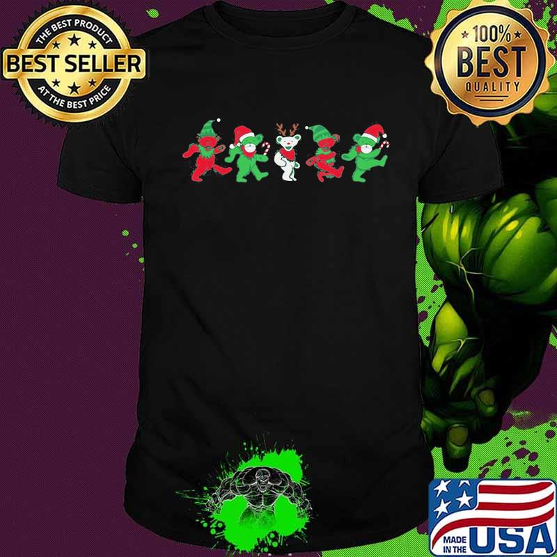 Dark Star Grateful Dead Steal Dancing Bear Wear Santa Elf Hat Merry Xmas Shirt