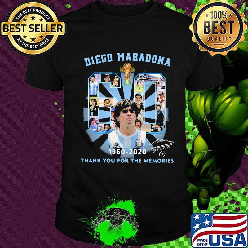 Diego Maradona Thank You For The Memories 60 Legend Football Signuature Shirt