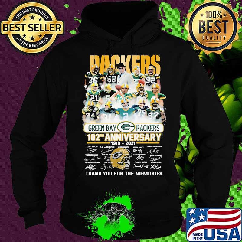 Green Bay Packers 102th Anniversary 1919 2021 Thank You For The Memories Signature Shirt Hoodie Green Bay Packers 102th Anniversary 1919 2021 Thank You For The Memories Signature Shirt Hoodie