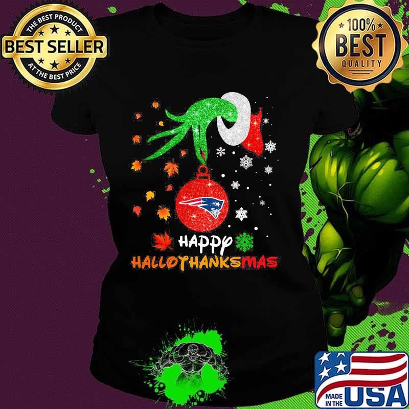 Grinch New england patriots head happy hallothanksmas s Ladies tee Grinch New england patriots head happy hallothanksmas s Ladies tee