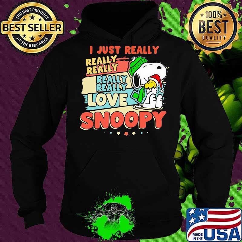 I Just Really Love Snoopy Woodstock Wear Santa Hat Christmas Vintage Shirt Hoodie I Just Really Love Snoopy Woodstock Wear Santa Hat Christmas Vintage Shirt Hoodie
