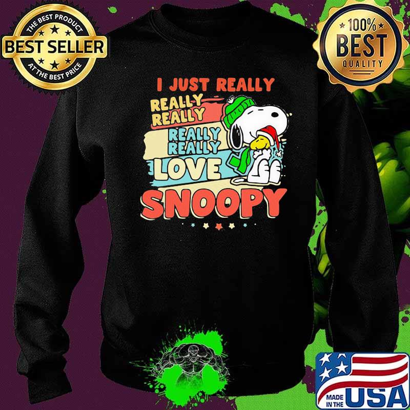 I Just Really Love Snoopy Woodstock Wear Santa Hat Christmas Vintage Shirt Sweater I Just Really Love Snoopy Woodstock Wear Santa Hat Christmas Vintage Shirt Sweater