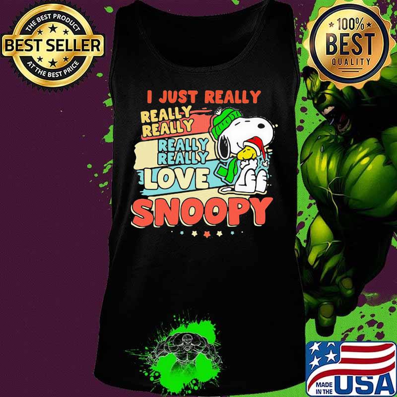 I Just Really Love Snoopy Woodstock Wear Santa Hat Christmas Vintage Shirt Tank top I Just Really Love Snoopy Woodstock Wear Santa Hat Christmas Vintage Shirt Tank top