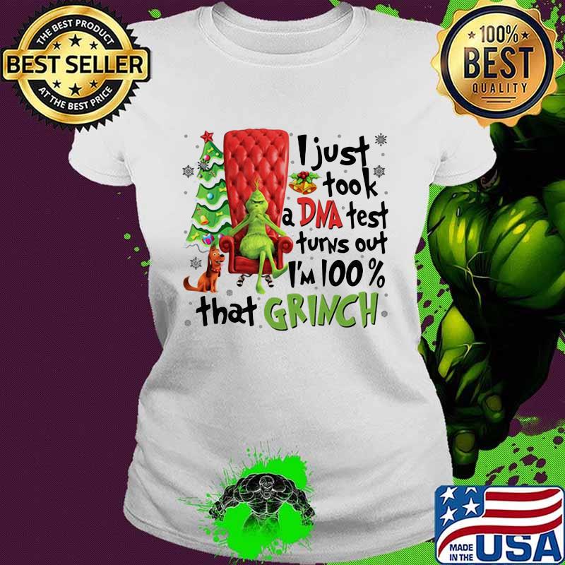 I Just Took A DNA Test Turns Out I'm 100% That Grinch Cane Throne Christmastree Xmas Shirt Ladies tee I Just Took A DNA Test Turns Out I'm 100% That Grinch Cane Throne Christmastree Xmas Shirt Ladies tee