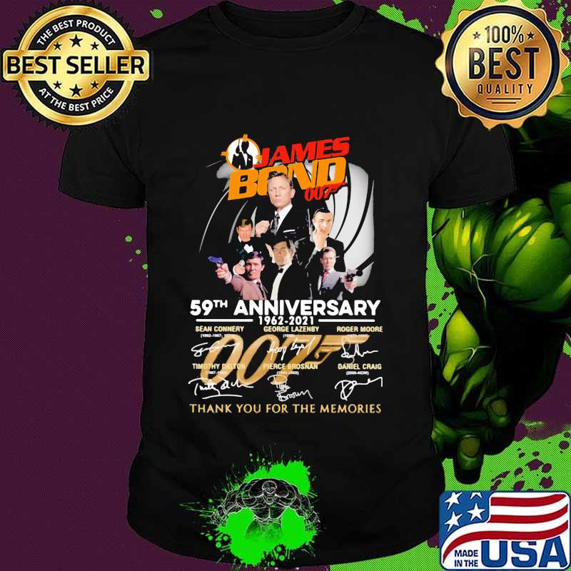 James Bond 007 59th Anniversary 1962 2021 Thank You For The Memories Signature Shirt