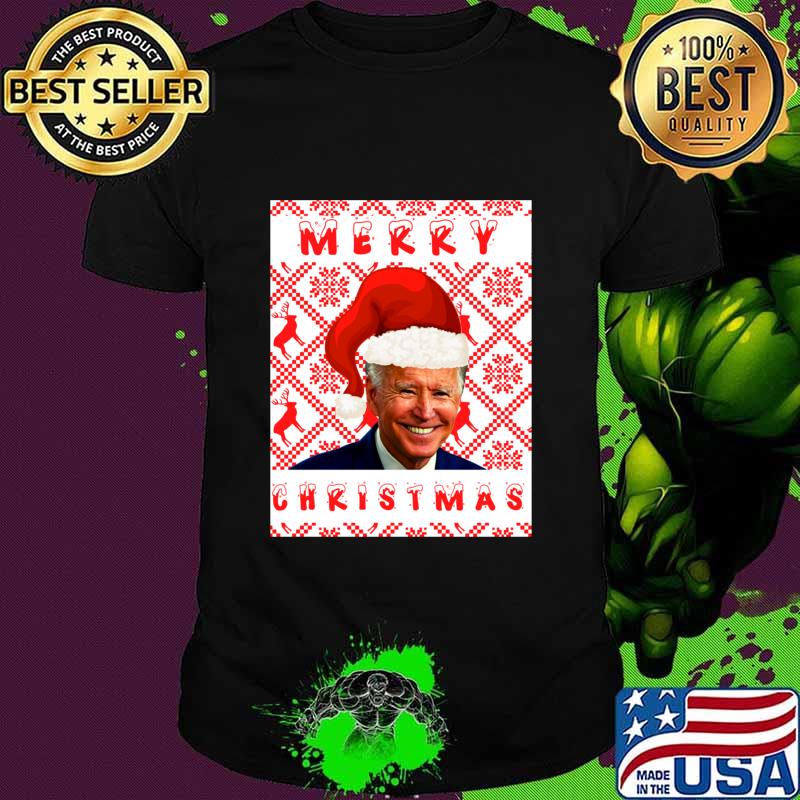 Joe Biden Merry Christmas Wear Santa Hat Shirt