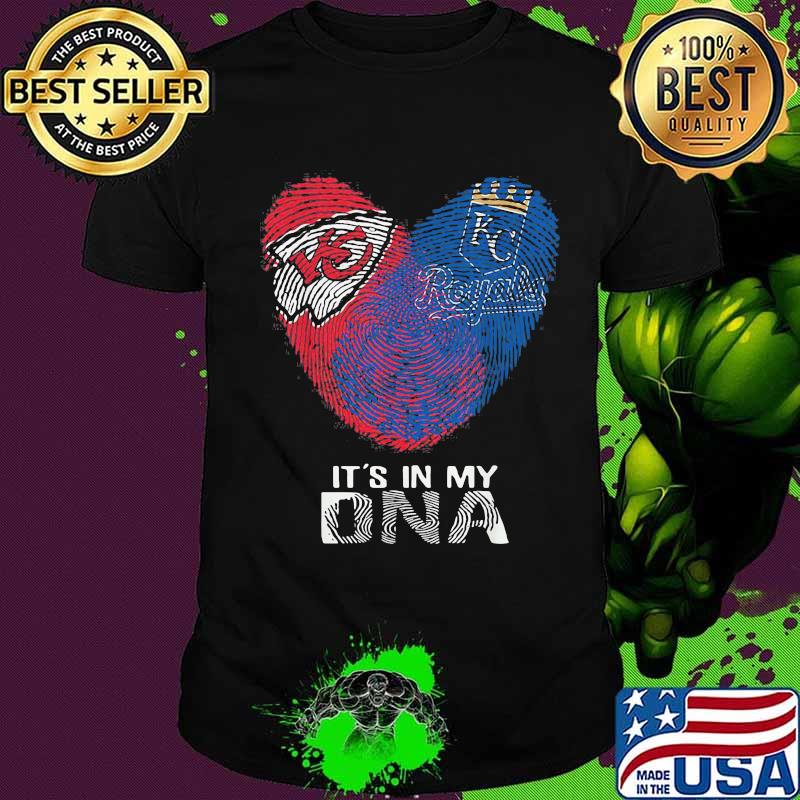 Kansas City Chiefs And Kansas City Royals It's In My Dna Heart Shirt