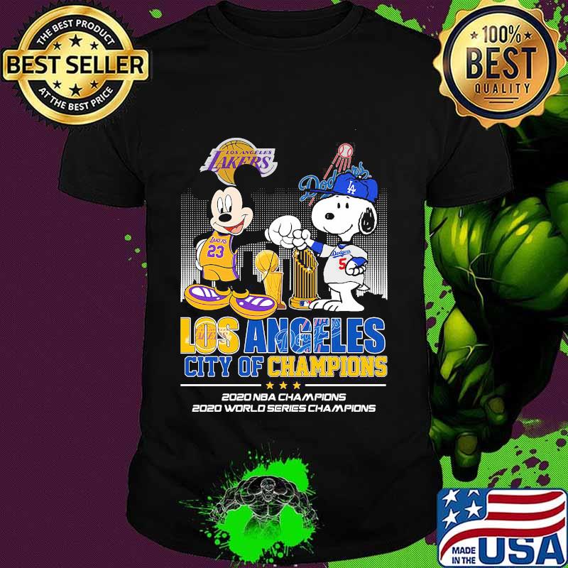 Los Angeles City Of Champions 2020 Nba Champions Snoopy And Mickey Disney Football Shirt