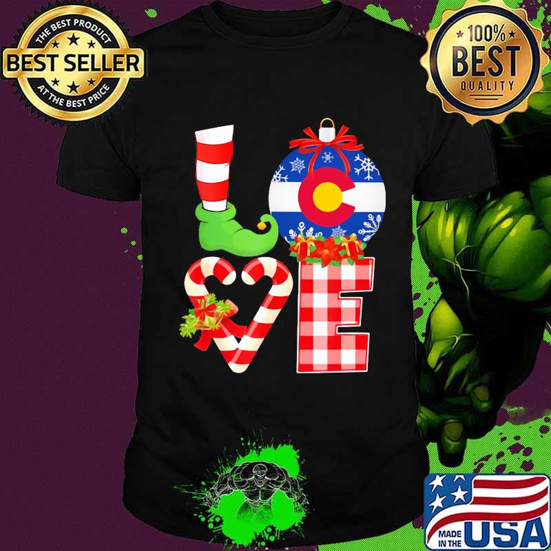 Love Flag Of Colorado Elf Pajama Christmas Shirt
