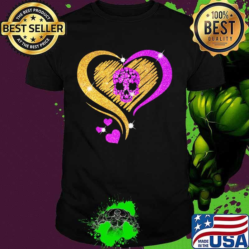 Love Heart Gold Pink Bing Skull Shirt
