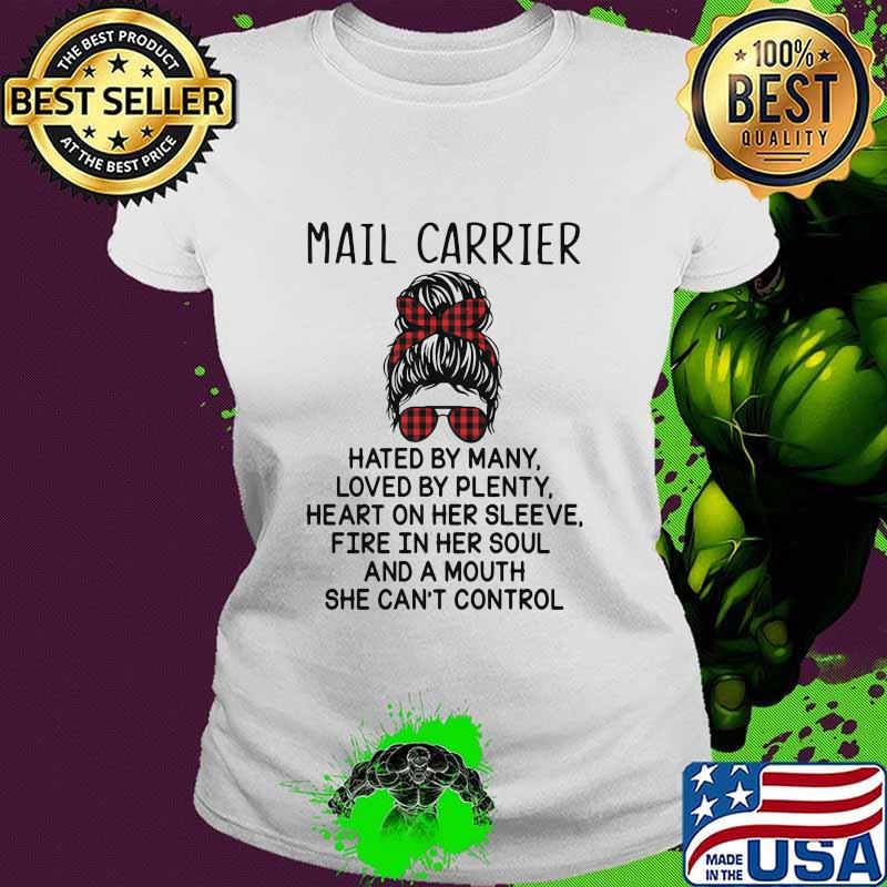Mail Carrier Hated By Many Loved By Plenty Heart On Her Sleeve And A Mouth She Can’t Control Ladies Ribbon Plaid Red Shirt Ladies tee Mail Carrier Hated By Many Loved By Plenty Heart On Her Sleeve And A Mouth She Can’t Control Ladies Ribbon Plaid Red Shirt Ladies tee