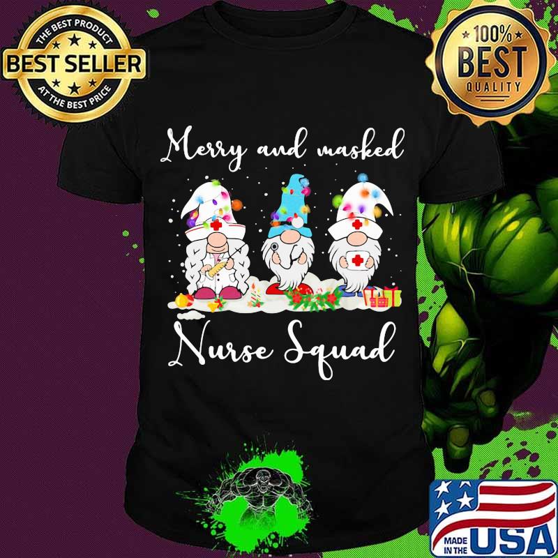 Merry And Wasked Nurse Squad Gnome Xmas Shirt