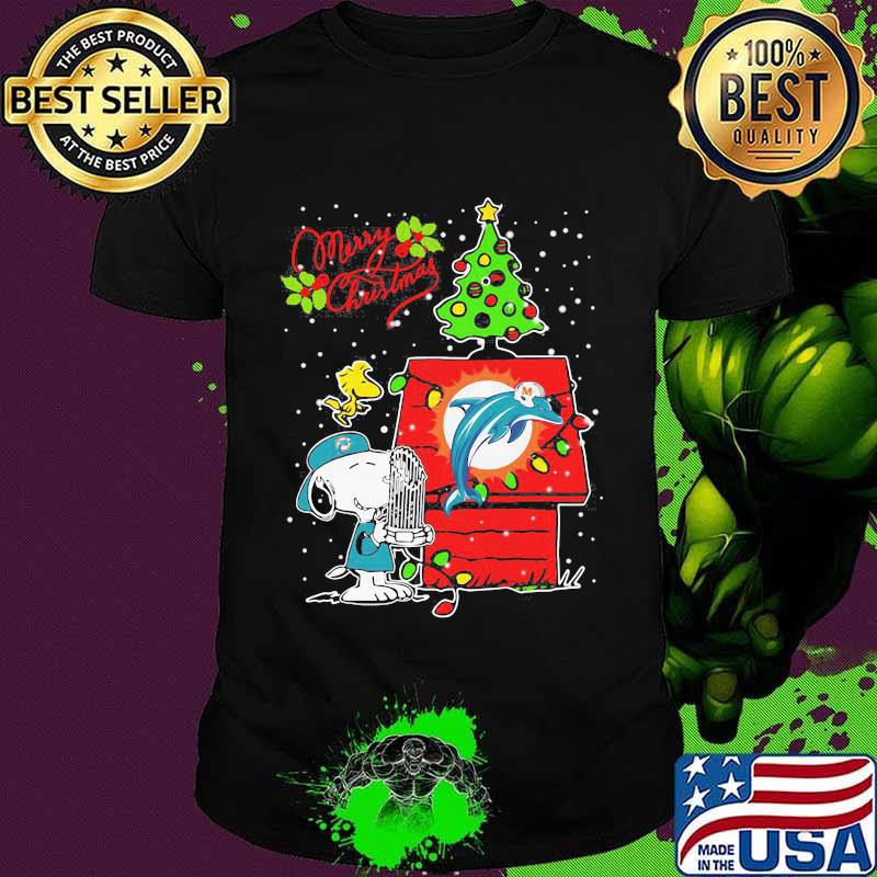 Merry Christmas Snoopy Woodstock Dolphins Miami Shirt
