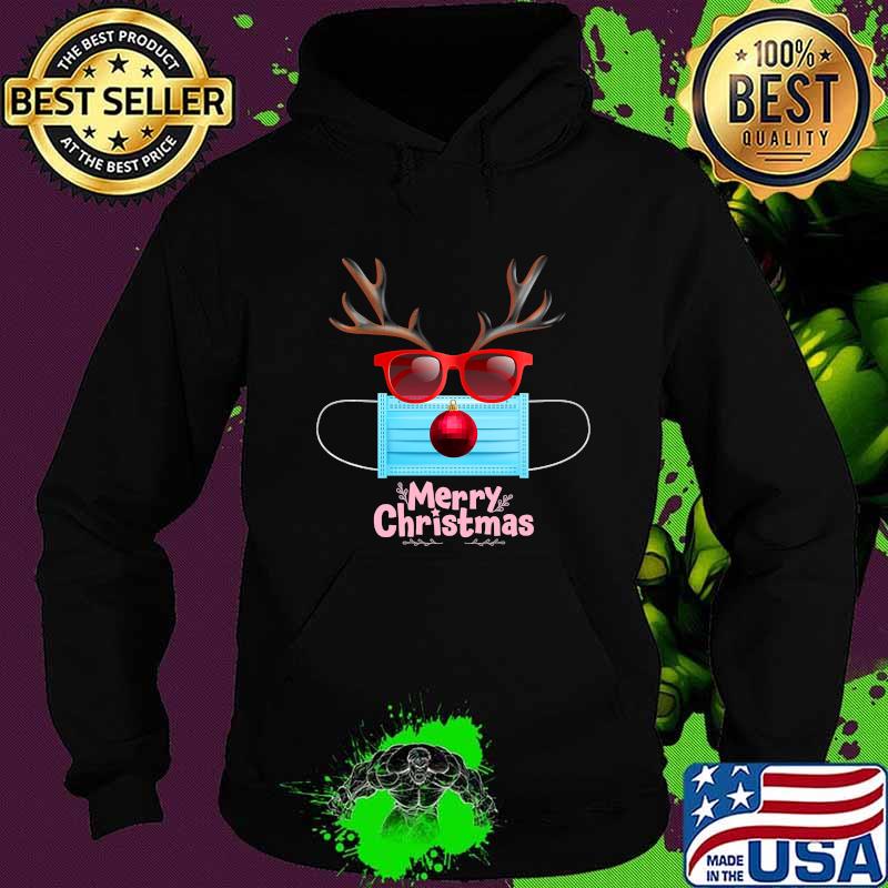 Merry Christmas Sun Glasses Reindeer Wear Mask Corona Virus Xmas Shirt Hoodie Merry Christmas Sun Glasses Reindeer Wear Mask Corona Virus Xmas Shirt Hoodie
