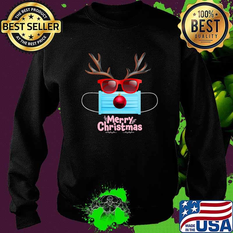 Merry Christmas Sun Glasses Reindeer Wear Mask Corona Virus Xmas Shirt Sweater Merry Christmas Sun Glasses Reindeer Wear Mask Corona Virus Xmas Shirt Sweater