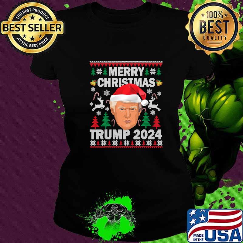 Merry Christmas Trump 2024 Wear Hat Santa President Shirt Ladies tee Merry Christmas Trump 2024 Wear Hat Santa President Shirt Ladies tee