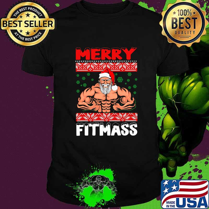 Merry Fitmas Santa Workout Gym Fitness Christmas Shirt