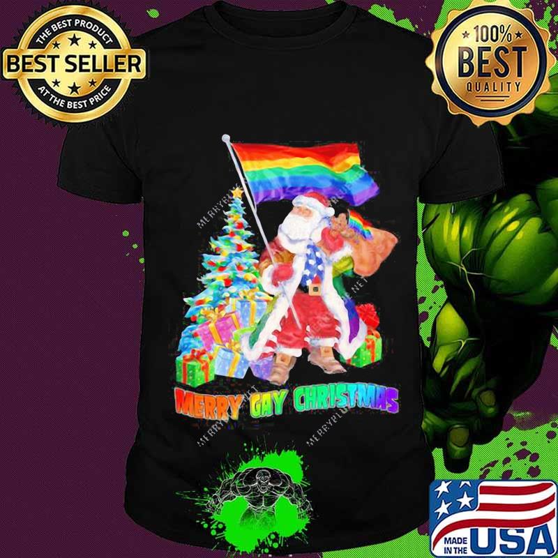Merry Gay Christmas Santa Claus LGBT Flag Xmas Shirt Merry Gay Christmas Santa Claus LGBT Flag Xmas Shirt