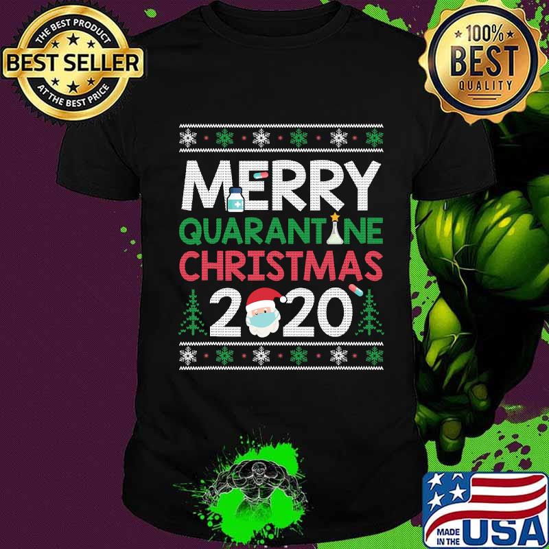 Merry Quarantine Christmas Santa Wear Mask Corona Virus Shirt