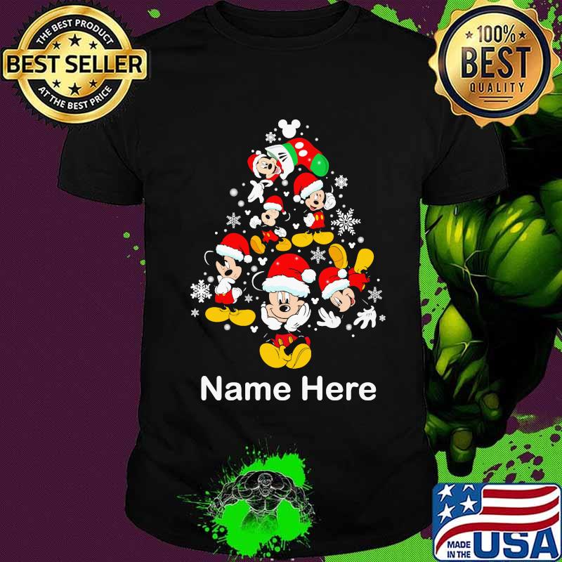 Name Here Christmas Tree Mickey Disney Xmas Shirt