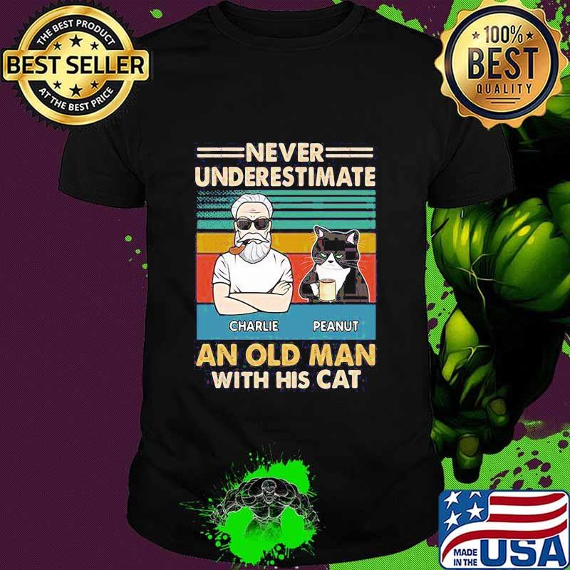 Never Underestimate An Old Man With His Cats Personalized Vintage Shirt