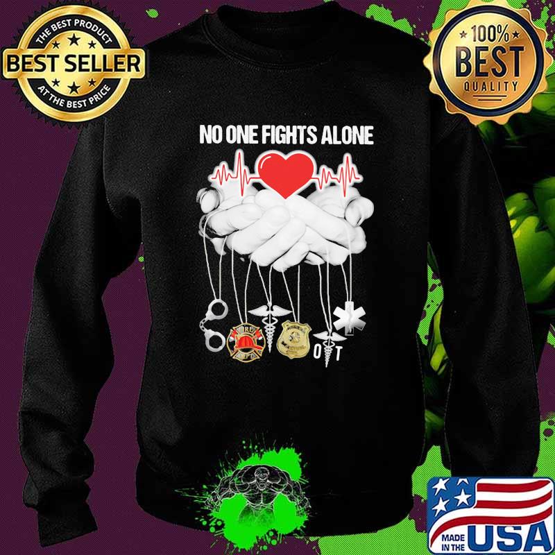 No One Fights Alone Hand Heart Beat Shirt Sweater No One Fights Alone Hand Heart Beat Shirt Sweater