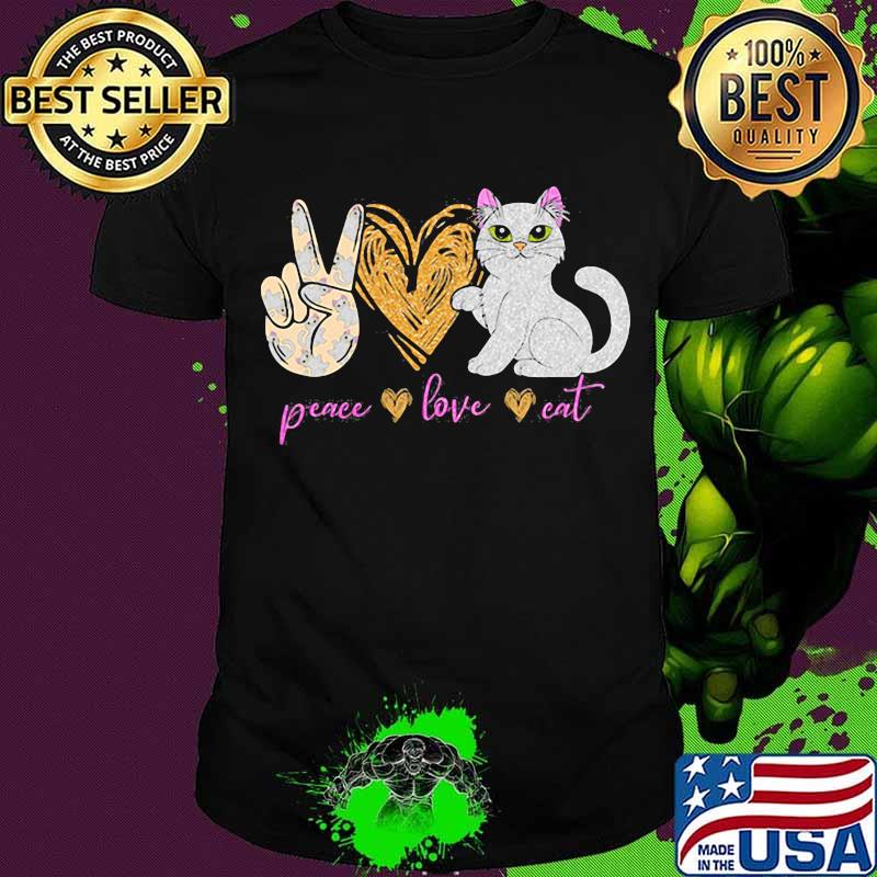 Official Peace Love Eat Cat Heart Shirt
