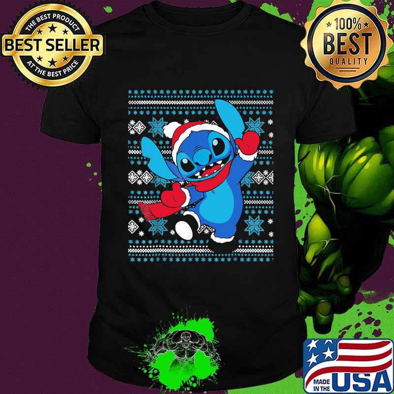Official Stitch Wear Pajama Watching Santa Xmas Shirt