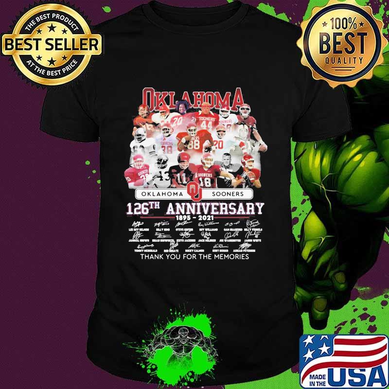 Oklahoma Sooners 126th Anniversary 1895 2021 Thank You For The Memories Signature Shirt