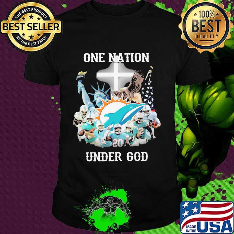 One Nation Under God Dolphins Miami Football American Flag Shirt